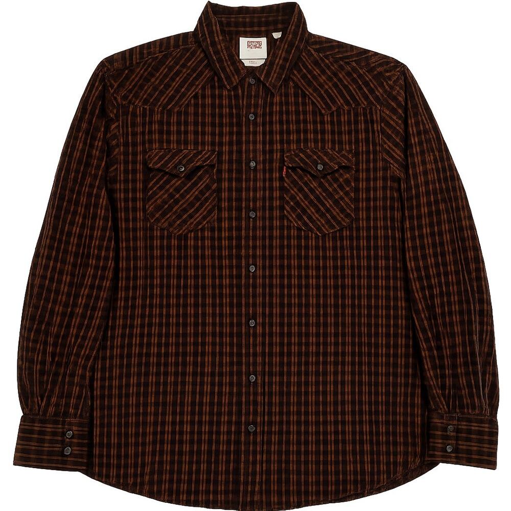 Levi's XL Corduroy Plaid Snap Front Western Shirt